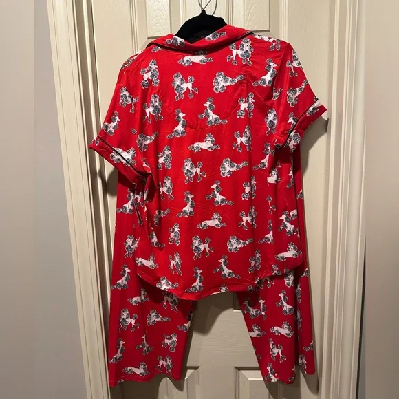 Kate Spade Poodle Print Pajama Set in Scarlet - Picture 3 of 3
